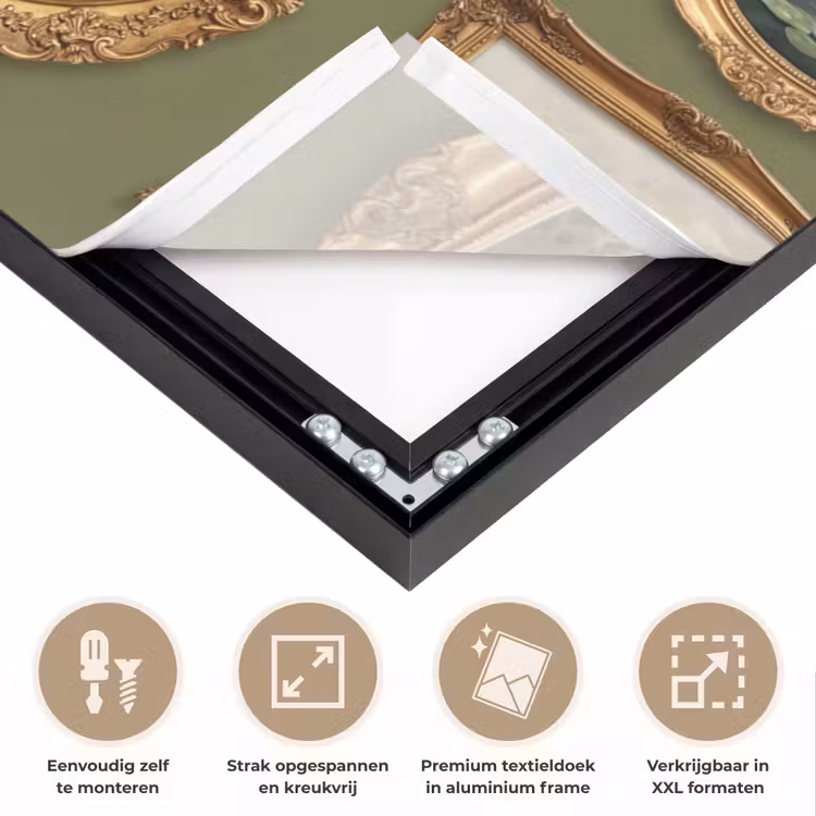Hert - Bos - Natuur - Klassiek - Dieren Textielframe zwart klein -USP_feed_closeupNL