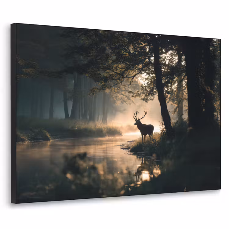 Hert - Bosbeek - Mystiek Textielframe - compleet frame klein -3d