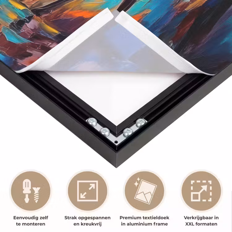 Hert - Bosdieren - Natuur - Kunst Textielframe zwart klein -USP_feed_closeupNL