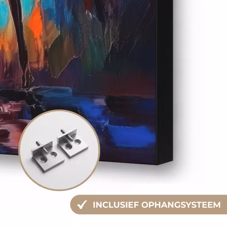 Hert - Bosdieren - Natuur - Kunst Textielframe zwart klein -USP_ophangsysteemNL