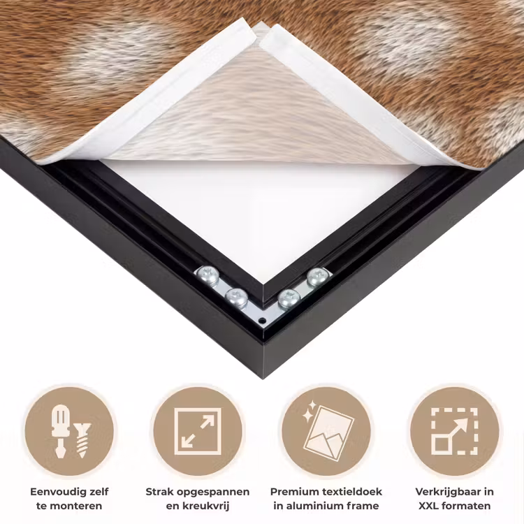 Hert - Bruin - Vacht Textielframe zwart klein 947 -USP_feed_closeupNL