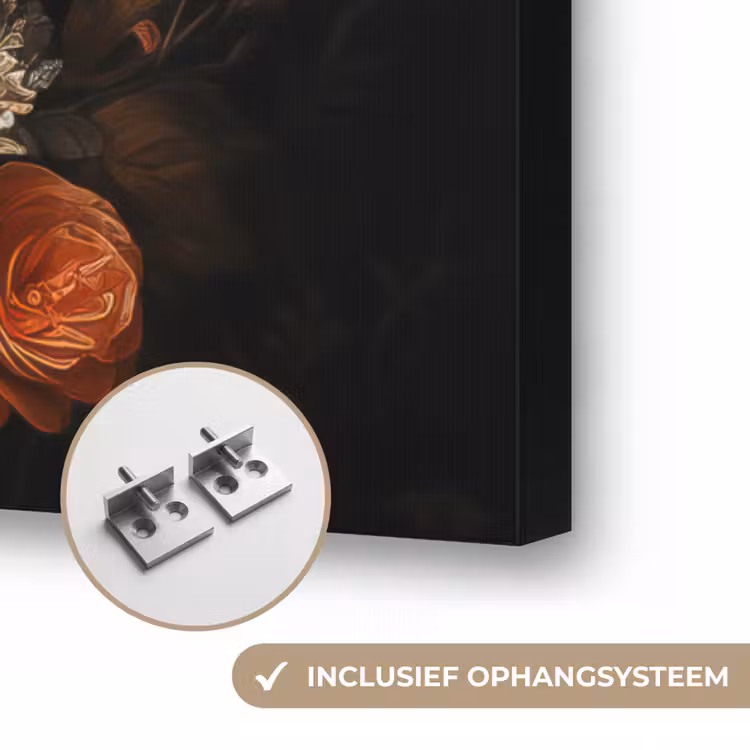 Hert - Dier - Bloemen - Natuur - Botanisch Textielframe zwart klein -USP_ophangsysteemNL