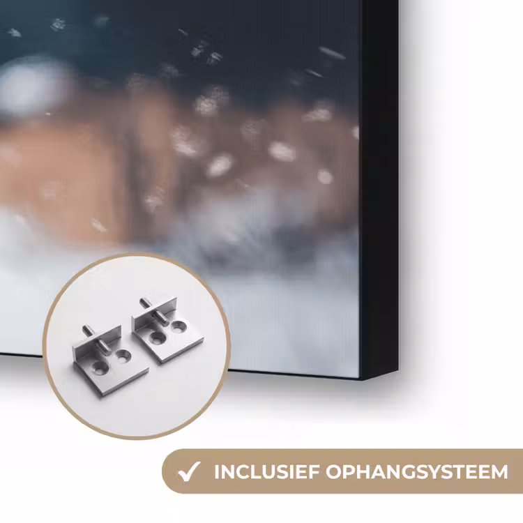 Hert - Dieren - Landschap - Winter - Sneeuw Textielframe zwart klein -USP_ophangsysteemNL