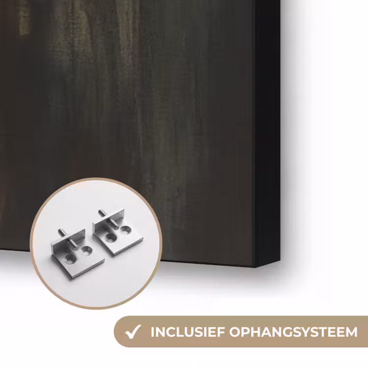 Hert - Geverfd - Gewei - Bruin Textielframe zwart klein -USP_ophangsysteemNL
