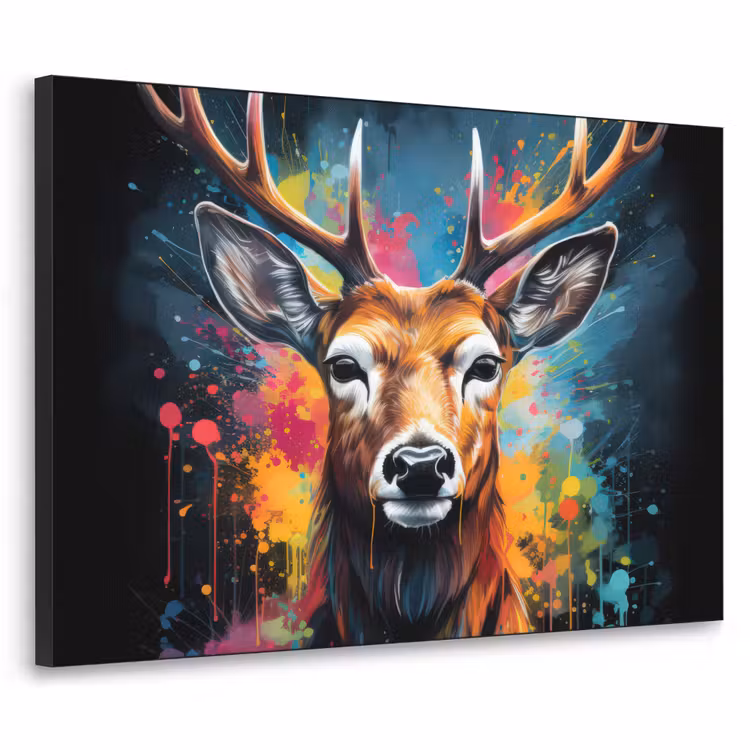 Hert - Graffiti - Dieren - Kleuren Textielframe zwart klein -3d