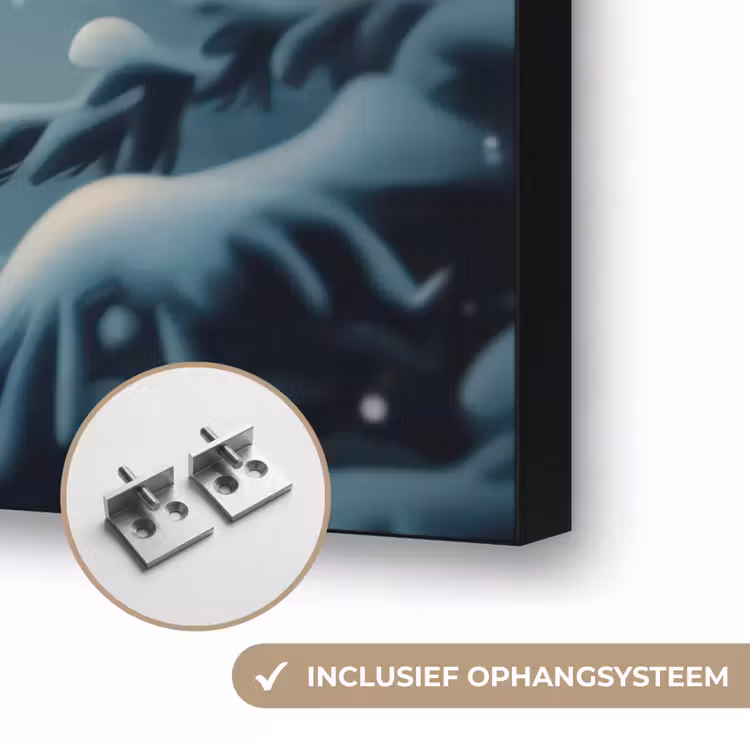Hert - Kerst - Winter - Sneeuw - Kerstkrans Textielframe zwart klein -USP_ophangsysteemNL