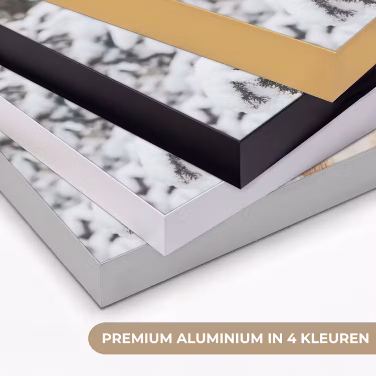 Hert - Sneeuw - Winter - Bos - Dieren Textielframe zwart klein -USP_kleurenNL