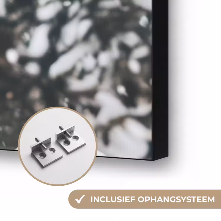 Hert - Sneeuw - Winter - Bos - Dieren Textielframe zwart klein -USP_ophangsysteemNL
