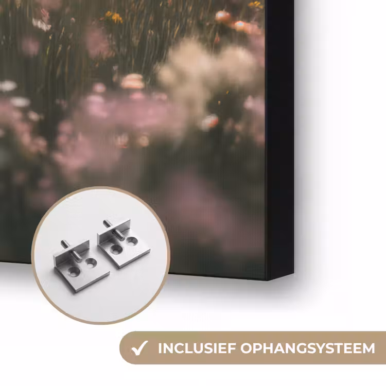 Hert - Wilde bloemen - Bos Textielframe zwart klein -USP_ophangsysteemNL