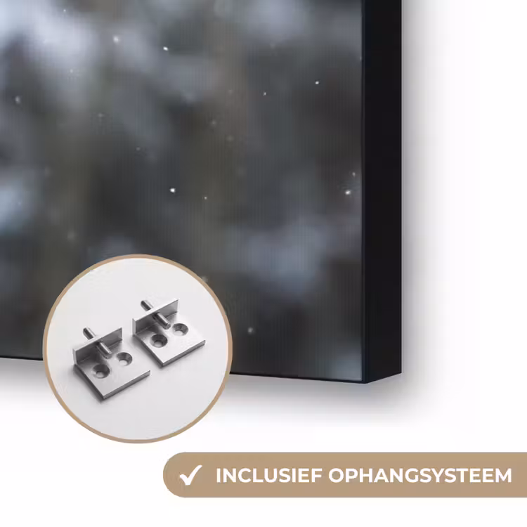 Hert - Winter - Sneeuw - Bos - Natuur - Dier Textielframe zwart klein -USP_ophangsysteemNL