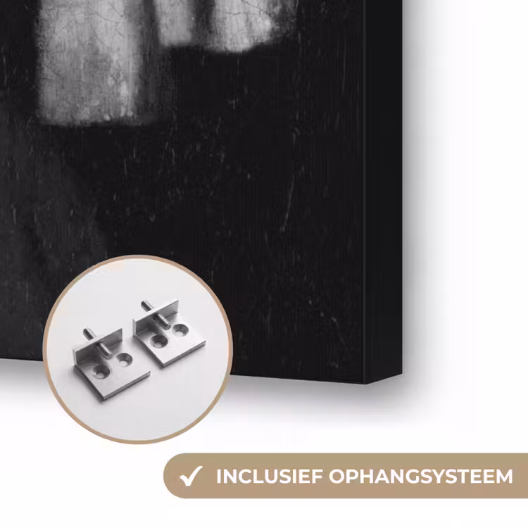 Het meisje met de parel - Johannes Vermeer - Panterprint Textielframe zwart klein -USP_ophangsysteemNL