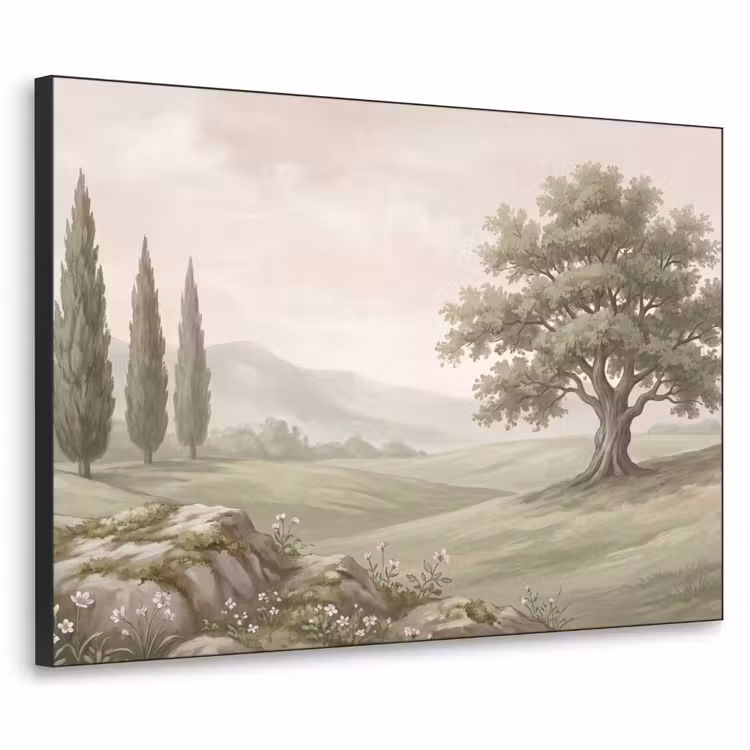 Heuvellandschap - Bomen - Natuur - Groen Textielframe zwart klein -3d