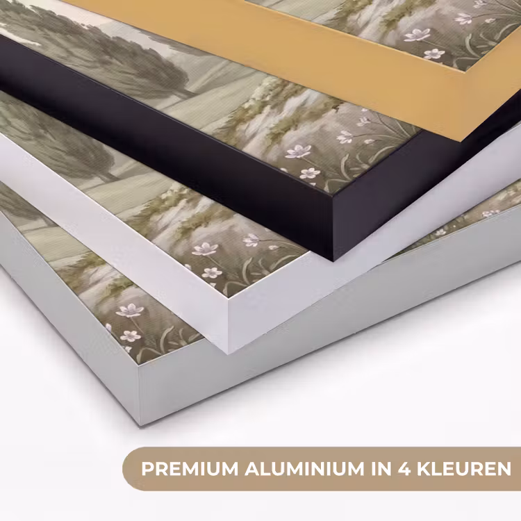 Heuvellandschap - Bomen - Natuur - Groen Textielframe zwart klein -USP_kleurenNL