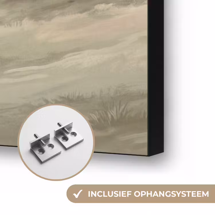 Heuvellandschap - Bomen - Natuur - Groen Textielframe zwart klein -USP_ophangsysteemNL