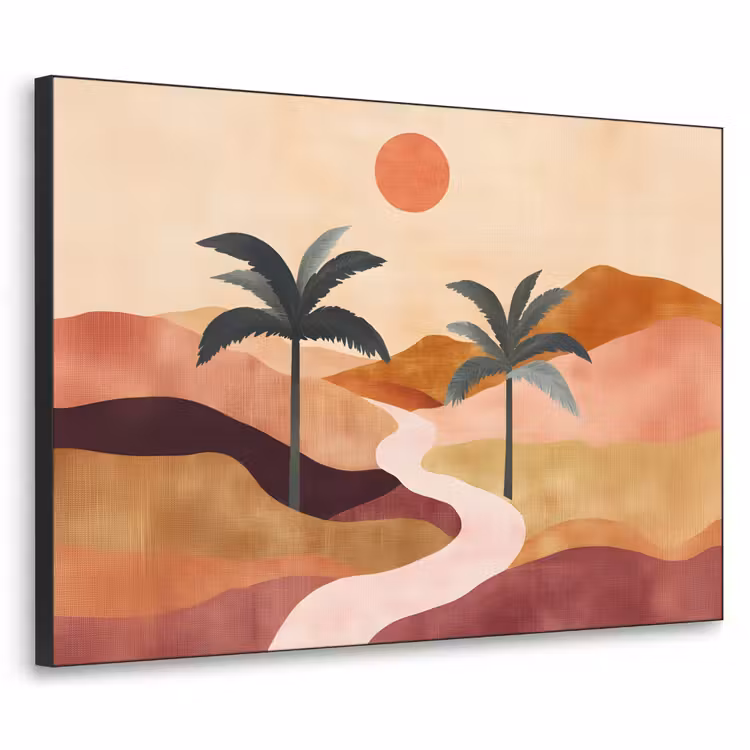 Heuvels - Palmbomen - Abstract Textielframe - compleet frame klein -3d