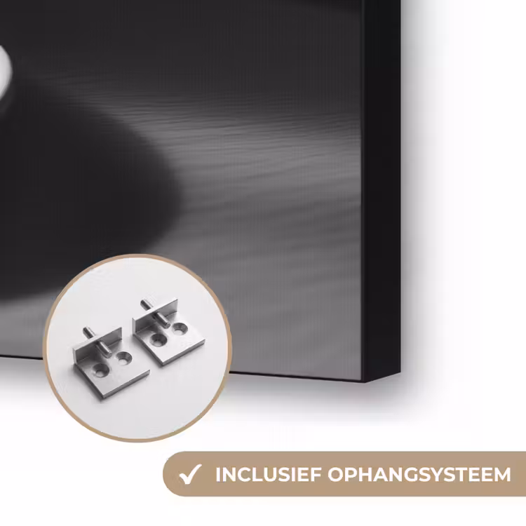 Hond - Bulldog - Pasta - Bril - Stoer - Dieren Textielframe zwart klein -USP_ophangsysteemNL