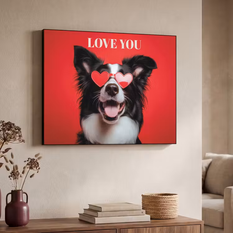 Hond - Hartjesbril - Loveyou - Rood Textielframe - compleet frame klein -sfeer3