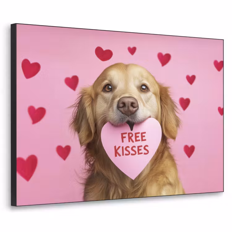 Hond - Kiss- Valentijn - Hartjes Textielframe - compleet frame klein -3d