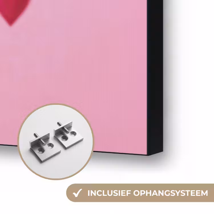 Hond - Kiss- Valentijn - Hartjes Textielframe zwart klein -USP_ophangsysteemNL