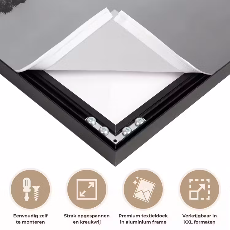 Hond - Krullen - Zonnebril - Wijn Textielframe zwart klein -USP_feed_closeupNL