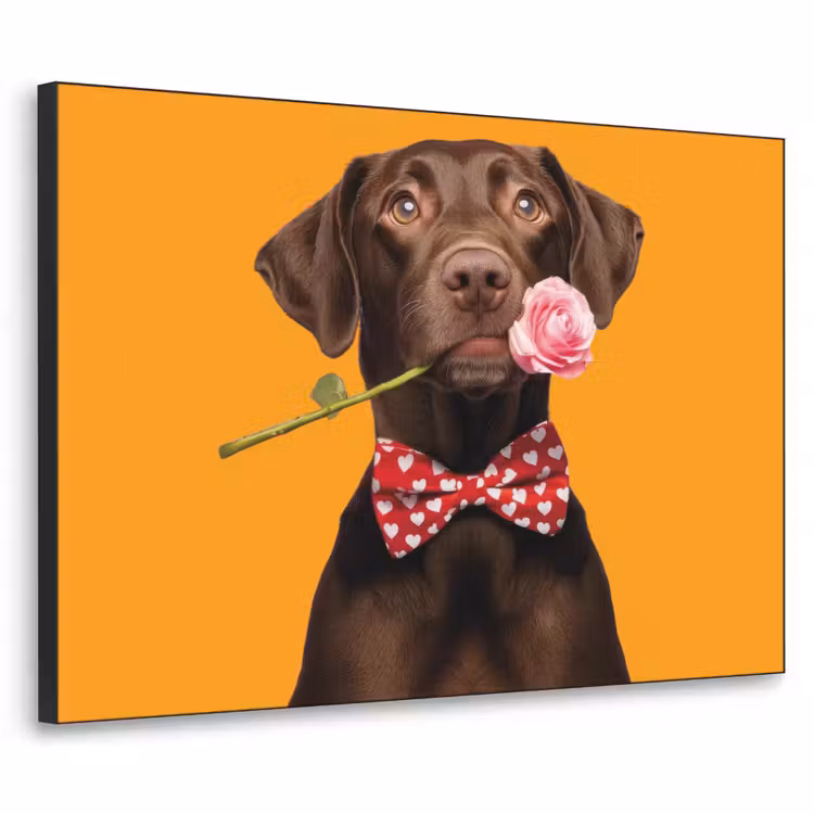 Hond - Oranje - Roos - Valentijn Textielframe - compleet frame klein -3d