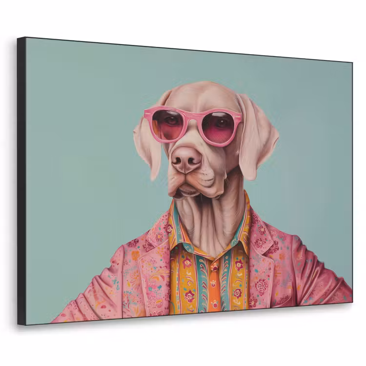 Hond - Overhemd - Bloemen - Bril Textielframe zwart klein -3d