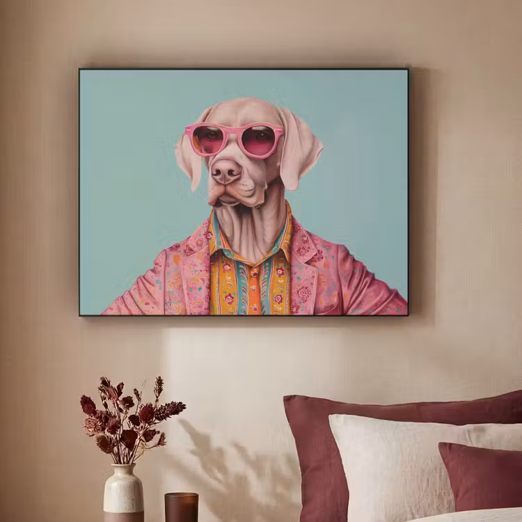 Hond - Overhemd - Bloemen - Bril Textielframe - compleet frame klein -sfeer1