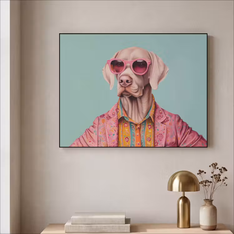 Hond - Overhemd - Bloemen - Bril Textielframe zwart klein -sfeer2