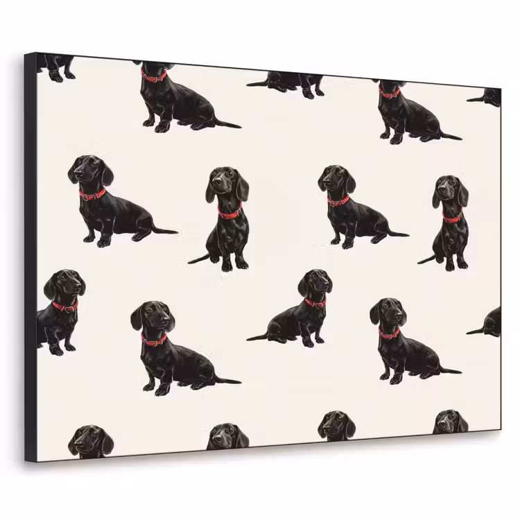 Hond - Patroon - Zwart Textielframe zwart klein 947 -3d