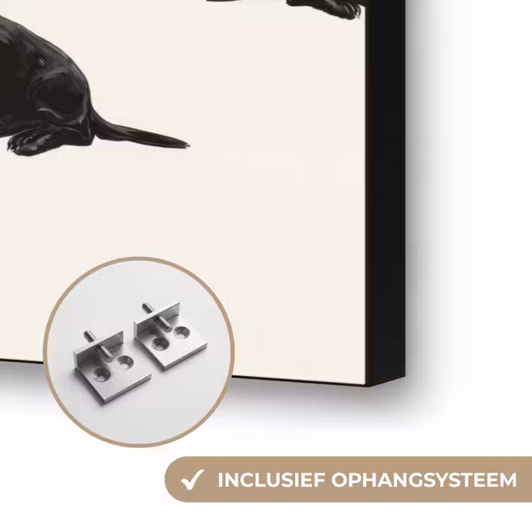 Hond - Patroon - Zwart Textielframe zwart klein 947 -USP_ophangsysteemNL