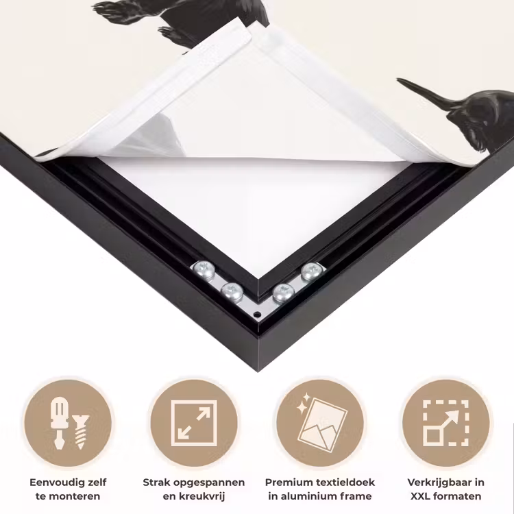 Hond - Patroon - Zwart Textielframe zwart klein 947 -USP_feed_closeupNL