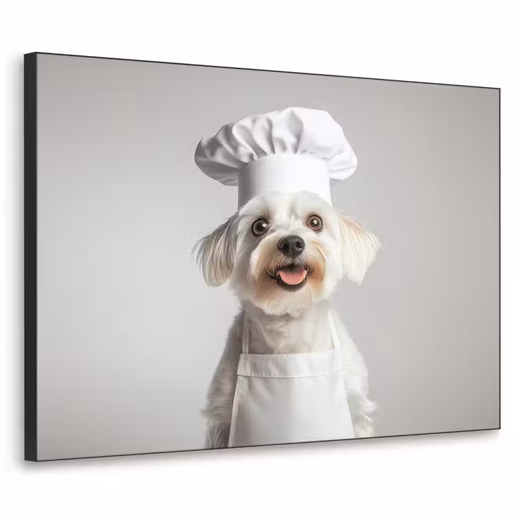Hond - Wit - Kok Textielframe - compleet frame klein -3d