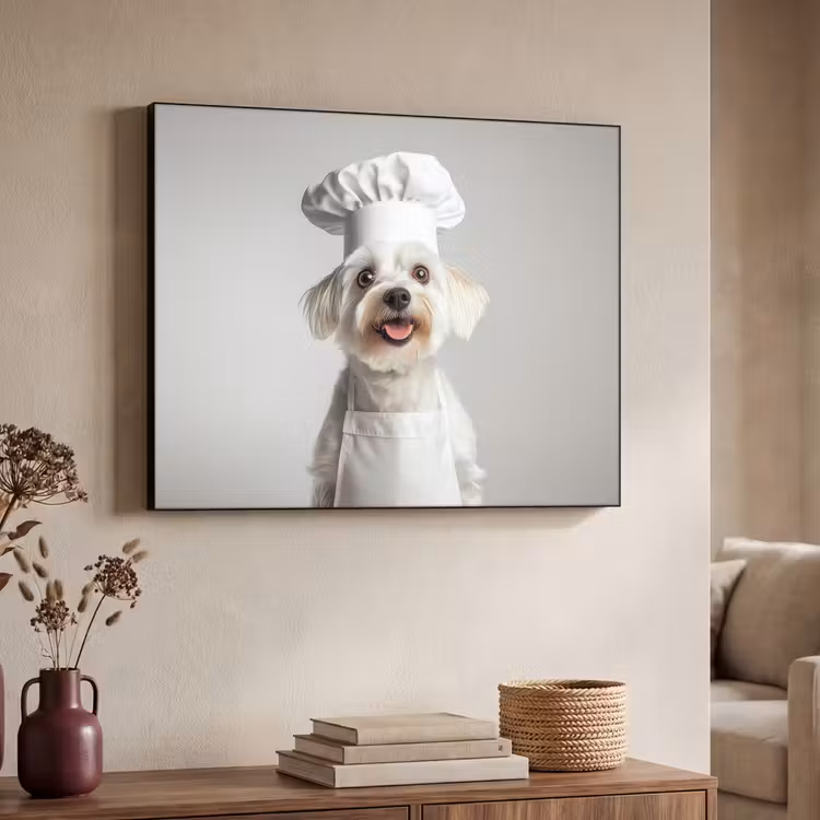 Hond - Wit - Kok Textielframe - compleet frame klein -sfeer3
