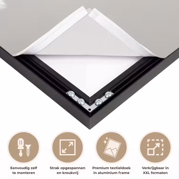 Hond - Wit - Kok Textielframe zwart klein -USP_feed_closeupNL