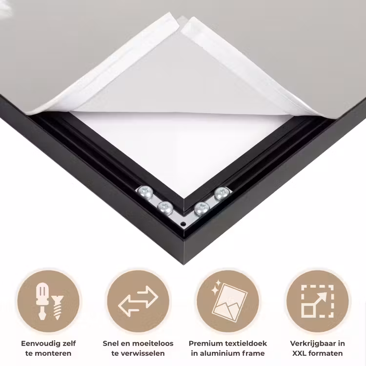 Hond - Wit - Kok Textielframe zwart klein -USP_closeupNL
