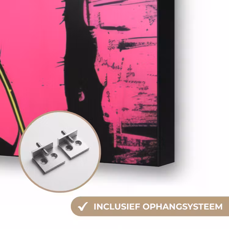 Hond - Zonnebril - Roze - Art Textielframe zwart klein -USP_ophangsysteemNL