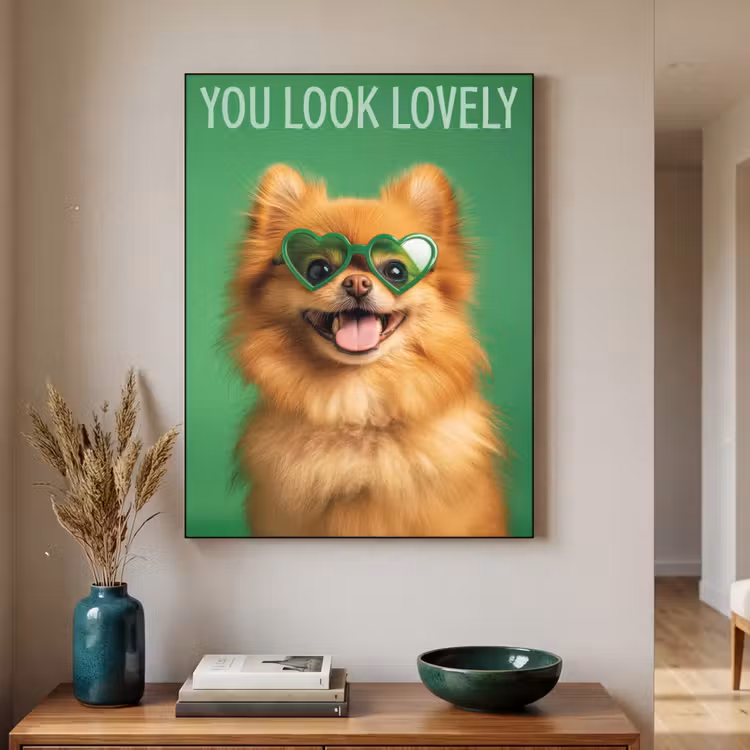 Hond - Zonnebril - Valentijn - Love Textielframe zwart klein -sfeer1