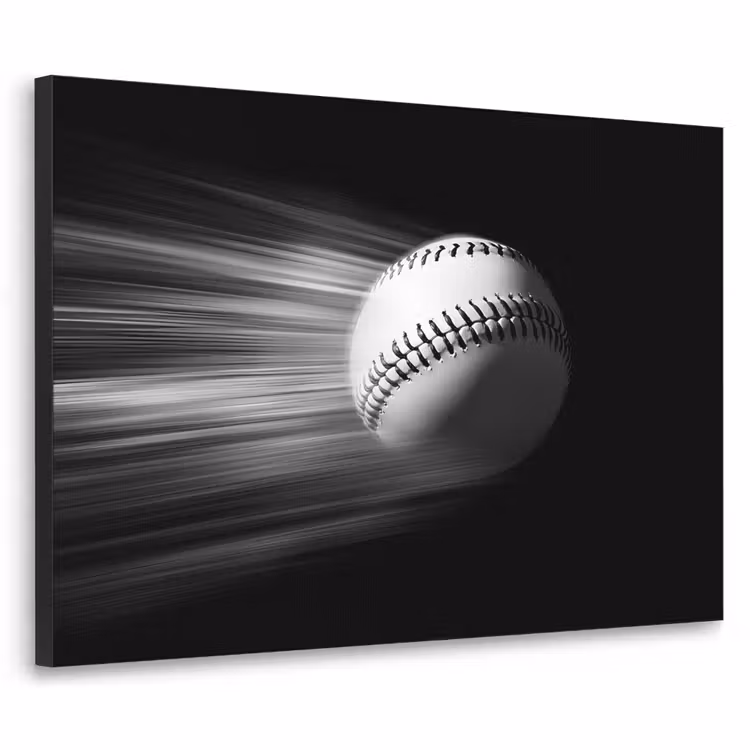 Honkbal - Wit - Vliegt Textielframe zwart klein -3d