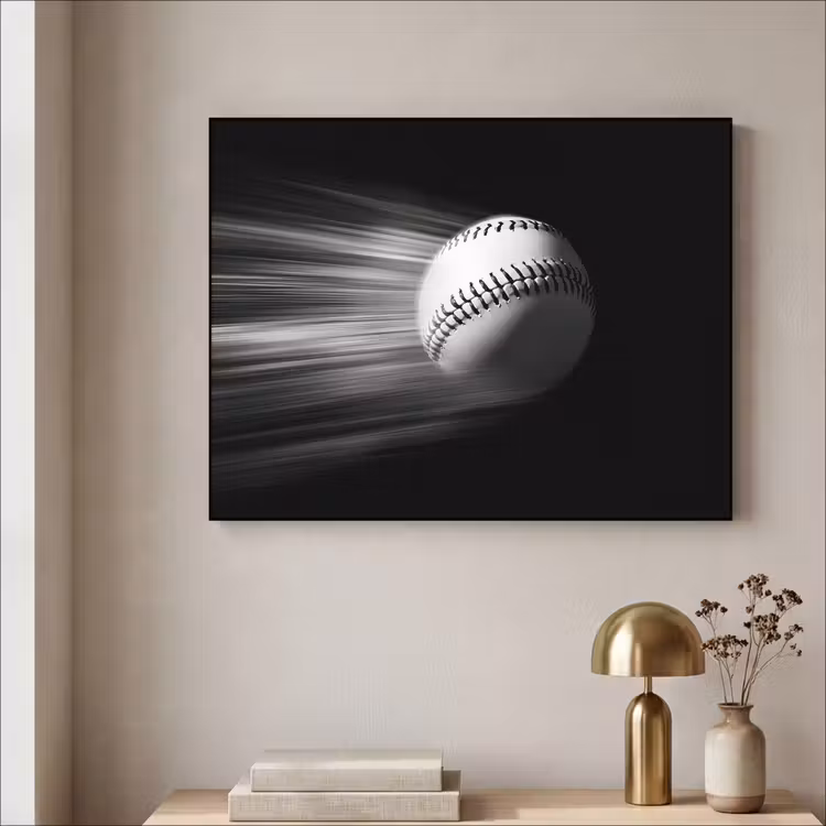 Honkbal - Wit - Vliegt Textielframe - compleet frame klein -sfeer2