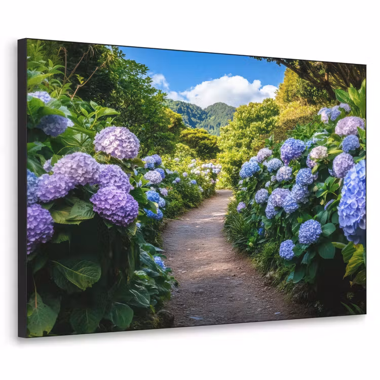 Hortsensia - Pad - Bloemen Textielframe zwart klein -3d