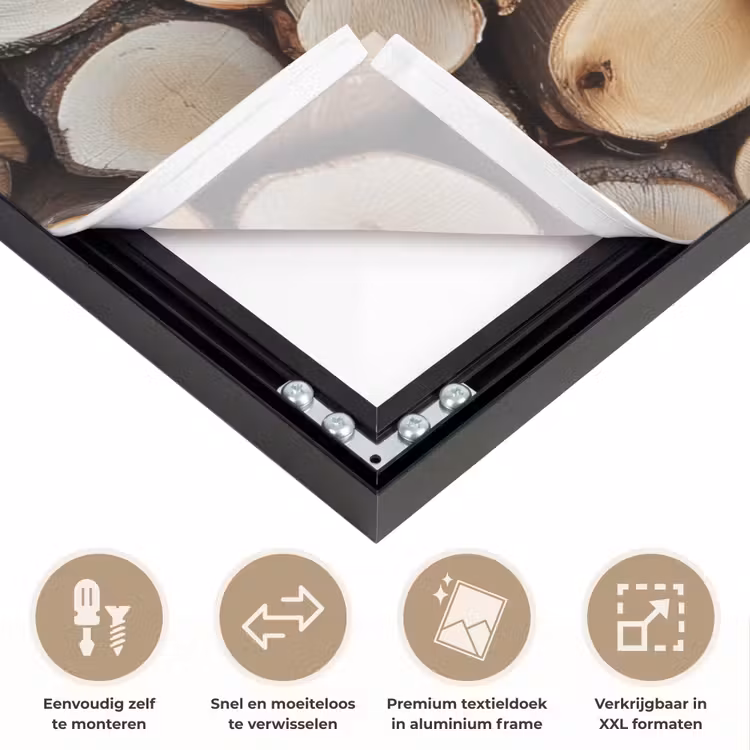 Hout - Boomstammen - Textuur Textielframe zwart klein -USP_closeupNL