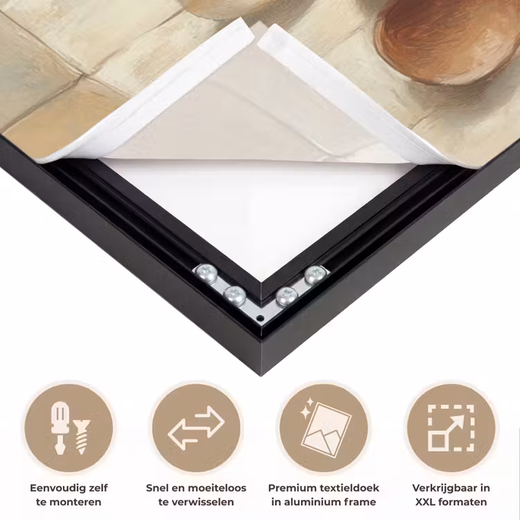 Hout - Keukengerei - Stilleven - Tegels Textielframe zwart klein -USP_closeupNL
