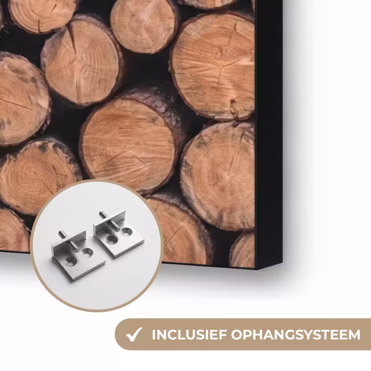Houtblokken - Textuur - Patroon - Bruin - Rustiek Textielframe zwart klein -USP_ophangsysteemNL