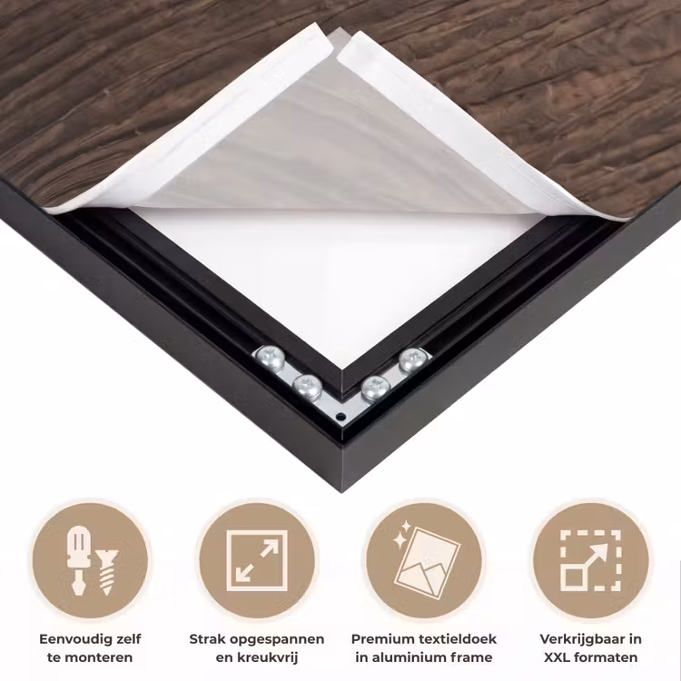 Houtnerf - Textuur - Patroon - Bruin - Rustiek Textielframe zwart klein -USP_feed_closeupNL