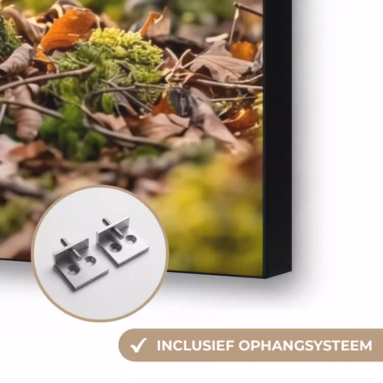 Houtsnip - Bos - Bladeren - Herfst - Gecamoufleerd Textielframe zwart klein -USP_ophangsysteemNL