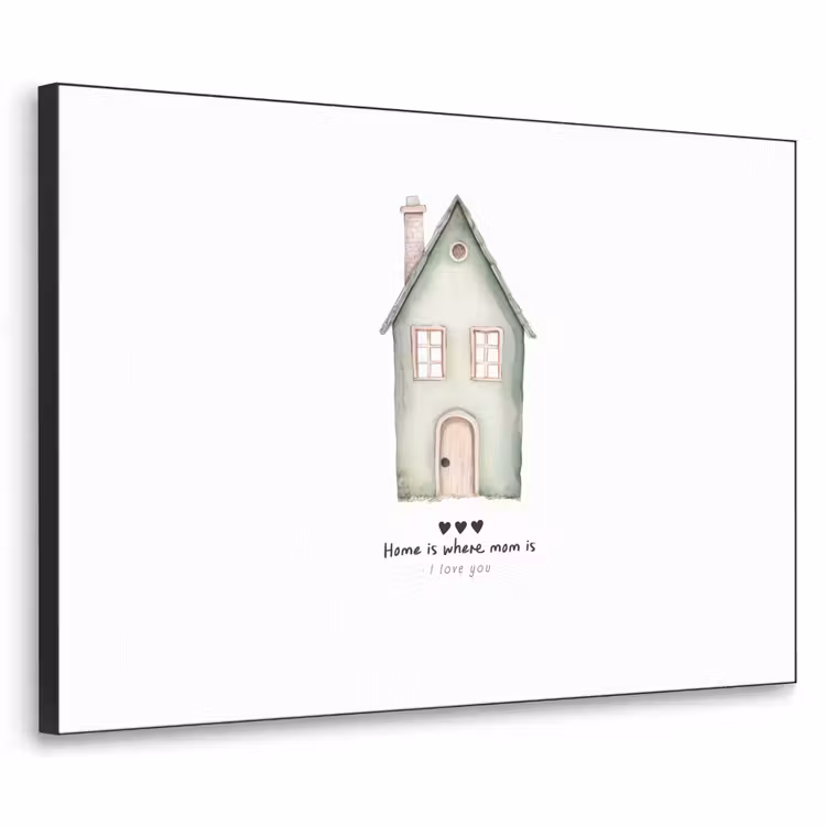 Huisje - Groen - Tekst - Liefdevol Textielframe zwart klein -3d