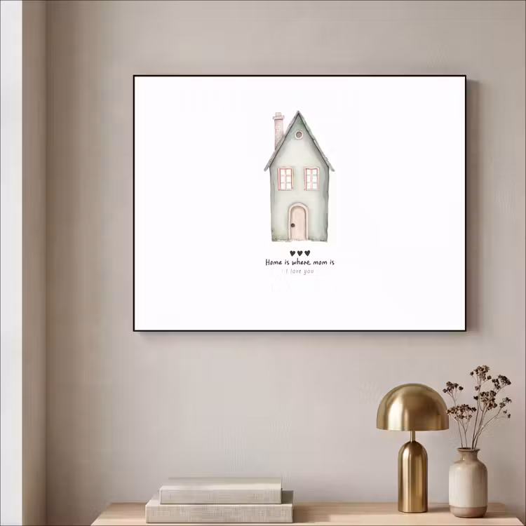 Huisje - Groen - Tekst - Liefdevol Textielframe zwart klein -sfeer2