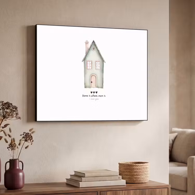 Huisje - Groen - Tekst - Liefdevol Textielframe zwart klein -sfeer3
