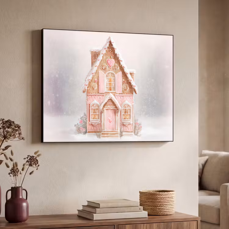 Huisje - Suiker - Pastel Textielframe - compleet frame klein -sfeer3