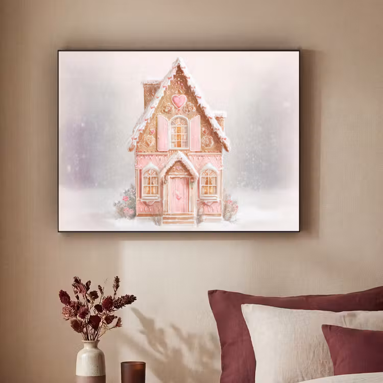 Huisje - Suiker - Pastel Textielframe zwart klein -sfeer1